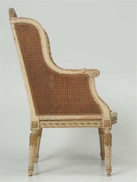 French Louis Xvi Style Bergère Chair Or Wingback In Original Paint At