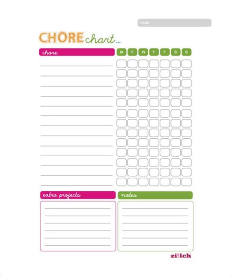 13 Sample Weekly Chore Chart Templates Free Sample Example Format