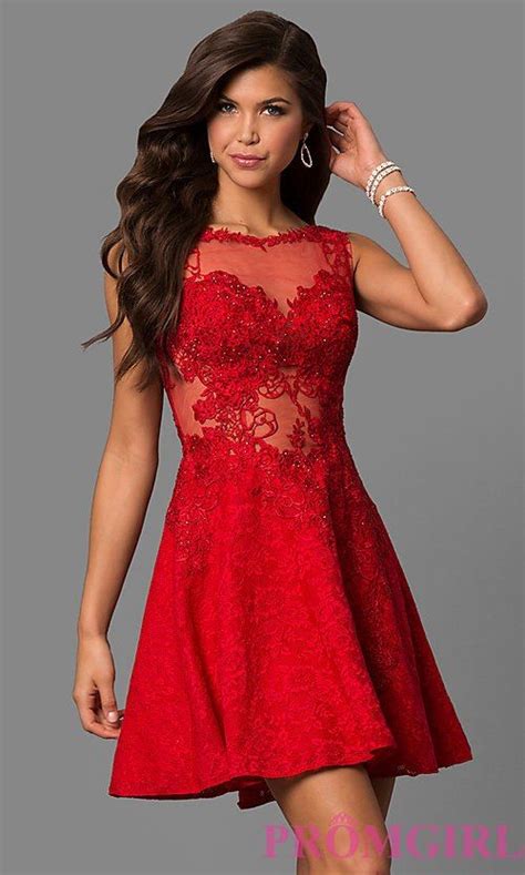 Jvnx By Jovani Short Red A Line Lace Party Dress Red Homecoming