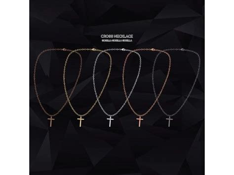 Cross Necklace By Gorillax3 Sims 4 Piercings Evil Eye Necklace Gold