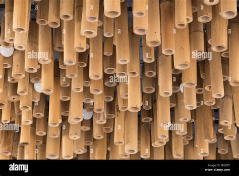 Bamboo Wood Decoration On Ceiling Background Texture Stock Photo Alamy