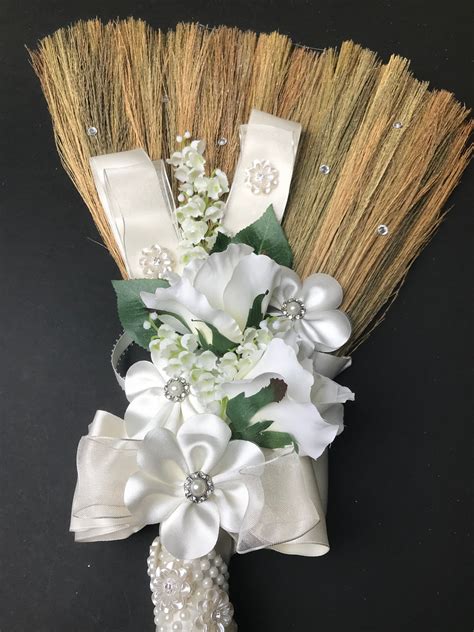 Wedding Broom In Bridal White Etsy