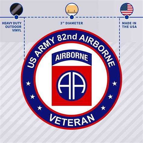 Army Veteran Circle Decal Sticker With 82nd Airborne Graphic