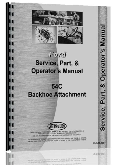 Ford 54c Sherman 54c Backhoe Attachment Operators Manual