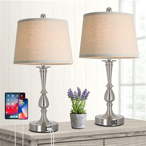 Canora Grey Bedside Table Lamps With 2 Usb Ports For Bedroom 3 Way