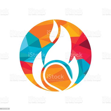 Fire And Tennis Ball Logo Icon Design Template Stock Illustration