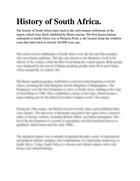 Solution History Of South Africa Studypool