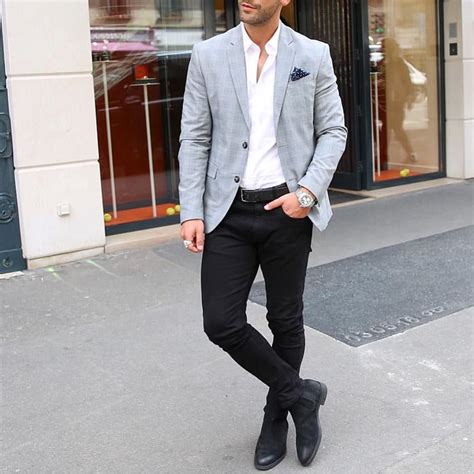 Stunning grey blue suede chelsea boots men, black elastic panels, leather wood sole. Men's Fashion Instagram Page | Chelsea, Blazers and Black