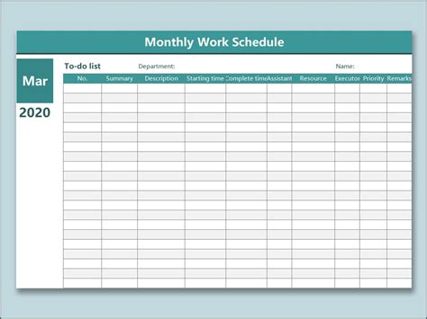 Monthly Employee Shift Schedule Template Excel