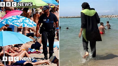 France Burkini Ban Images Of Police On Beach Fuel Debate BBC News