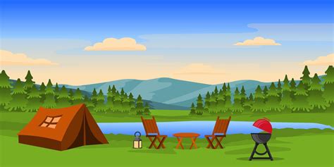 A Camping Site With Beautiful Trees Background Vector 7637116 Vector