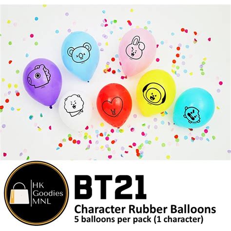 Bt21 Character Party Balloons 5pcs Per Pack Shopee Philippines