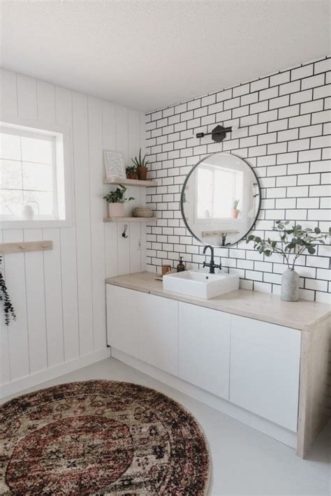 A New Bathroom Accent Wall How To Hang A Mirror On Tile Love