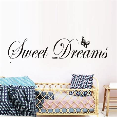 Sweet Dreams Quotes Wall Stickers Butterfly Bedroom Decoration Diy Letters Home Decals Mural