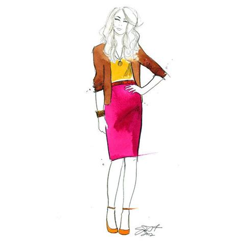 Watercolor And Pen Fashion Illustration Jessica Durrant The Hot Pink Skirt Print 25 Found