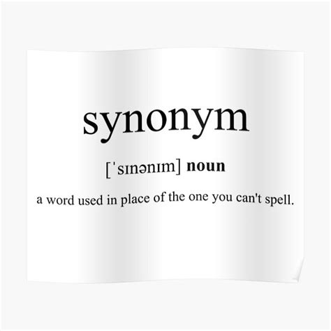 Synonym Definition Dictionary Collection Poster For Sale By Designschmiede Redbubble