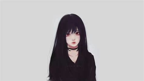 aesthetic anime girl with black hair maxipx