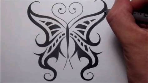 Drawing A Cool Tribal Butterfly Tattoo Design Youtube