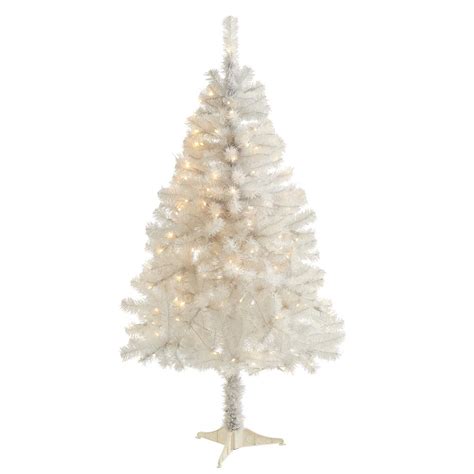 nearly natural 5 ft pre lit white artificial christmas tree with 150 clear led lights t1726