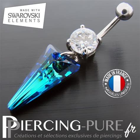 Piercing Nombril Spike Swarovski Elements Crystal Bermuda Blue