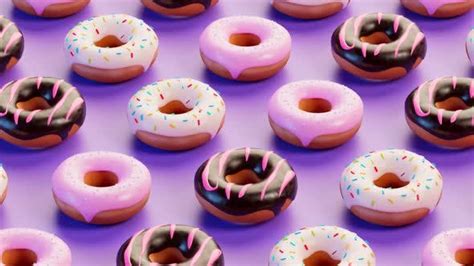 Seamless Loop Animation Of Jumping Donuts Colourful Various Decorated