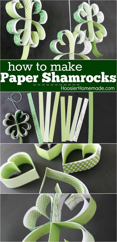 St Patricks Day Craft How To Make Paper Shamrocks Hoosier Homemade