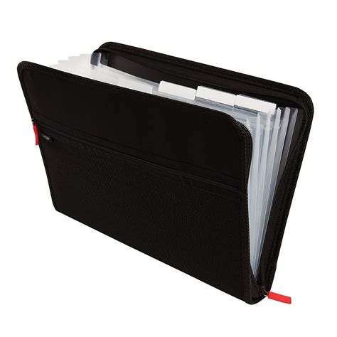 Staples 7 Pocket Expanding Zip Fabric File Black Letter Size 51818