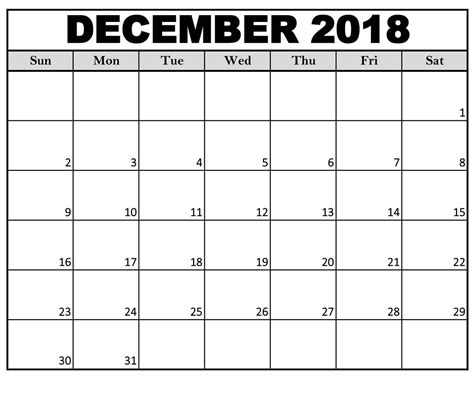December 2018 Calendar Printable Calendar Word Calendar Word