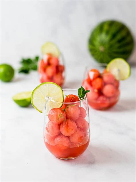 Watermelon Balls With Lime And Mint Simple Syrup Drive Me Hungry