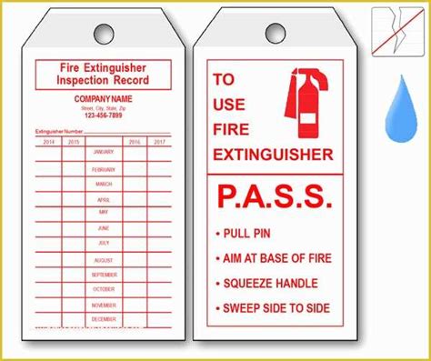 National fire protection association (nfpa) part nfpa 10* occupational safety and health standards. 31 Free Fire Extinguisher Inspection Tags Template ...
