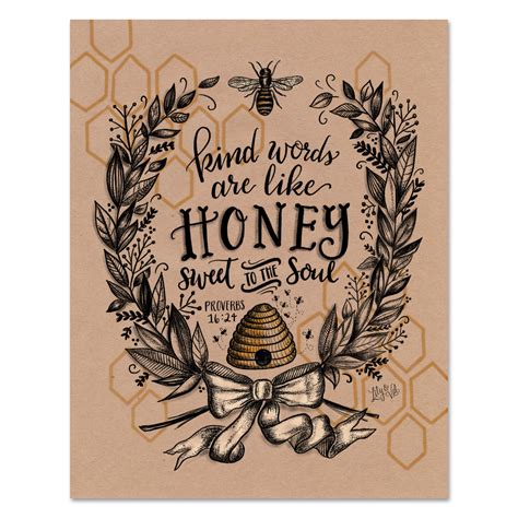Kind Words Are Like Honey Kraft Paper Print Bee Quotes Lily And Val