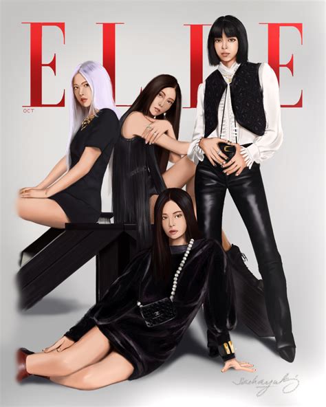 Blackpink Elle Magazine October Cover Fanart Sasha Illustrations Art