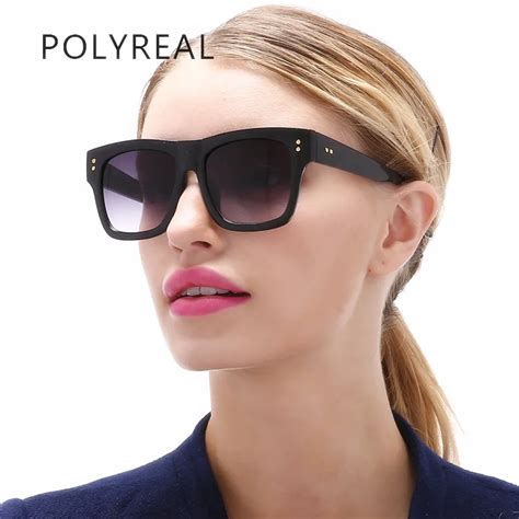 polyreal fashion vintage square sunglasses men women brand designer retro sun glasses rivet