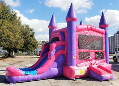 Pink And Purple 5 In 1 Castle Combo Bounce House Tampa Bounce A Lot Inflatables Tampa Party