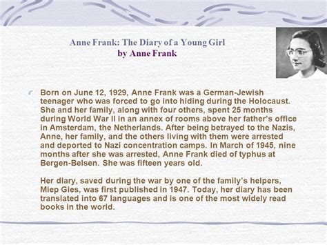 In Her Diary How Does Anne Frank Make A Connection Between Mr And Mrs