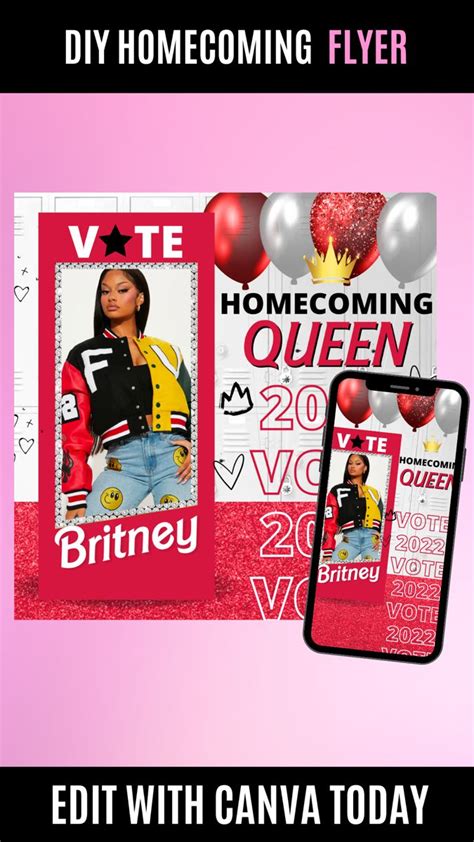 Vote Homecoming Queen Social Media Flyer Class Campaign Etsy In 2022