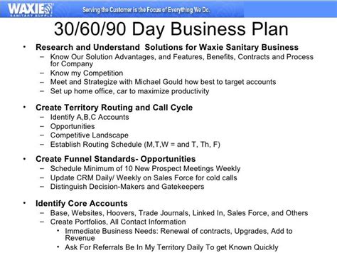 30 60 90 Business Plan Business Plan Example 90 Day Plan Sales