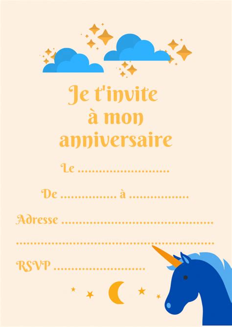 Cartesanniversaire parce que l'anniversaire est toujours un second crucial de l'année et que l. Carte invitation anniversaire Licorne - 4