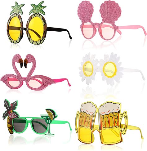 Altcompluser 6 Pairs Novelty Party Sunglasses Funny Hawaiian Sunglasses With Different Shapes