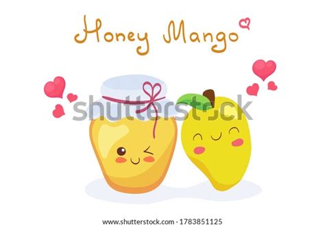 Kawaii Vector Illustration Honey Mango Lettering Stock Vector Royalty