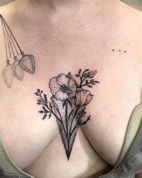 Sternum Poppy Flower Pic By Valentina Andaya Sternum Tattoo Design