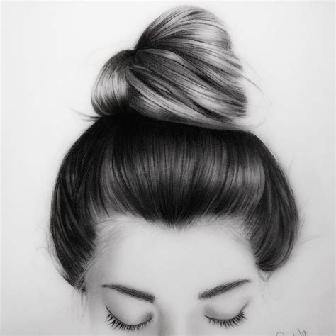 Drawing Hair Messy Bun In Graphite And Charcoal How To Draw Hair