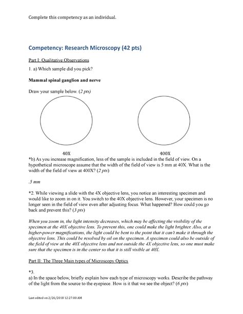 Competency 4 Microscopy Competency Research Microscopy 42 Pts Part