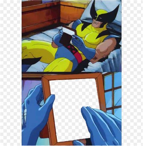 Have this image of wolverine gazing at a picture of my bird. wolverine meme PNG image with transparent background | TOPpng