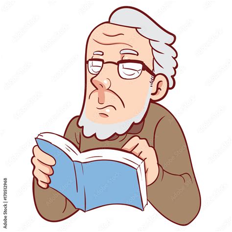 Old Man Reading Book Stock Illustration Adobe Stock