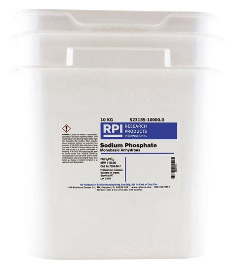 Rpi Sodium Phosphate Monobasic Anhydrous Buffers 10 Kg 30ua61