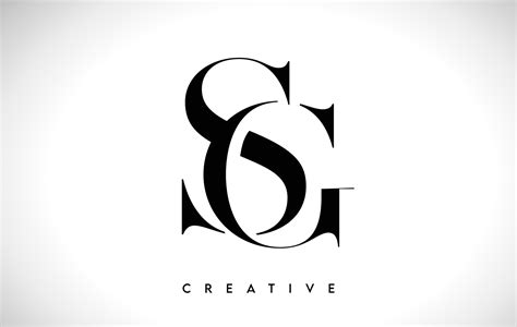 Sg Artistic Letter Logo Design With Serif Font In Black And White