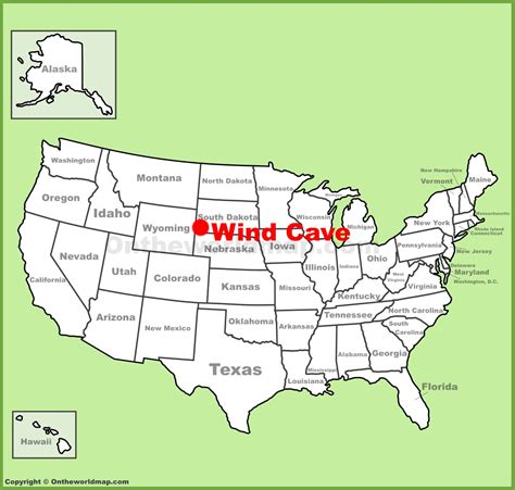 Wind Cave National Park Location On The Us Map