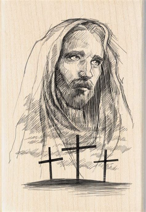 Inkadinkado Jesus Cross Wood Religious Mounted Rubber Stamp