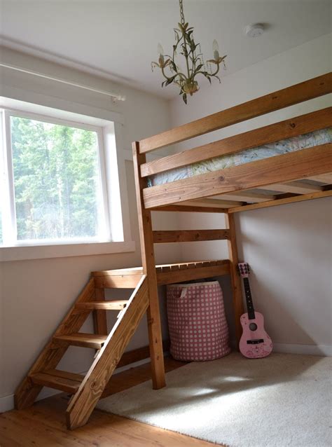 Ana White Camp Loft Bed With Stair Junior Height Diy Projects